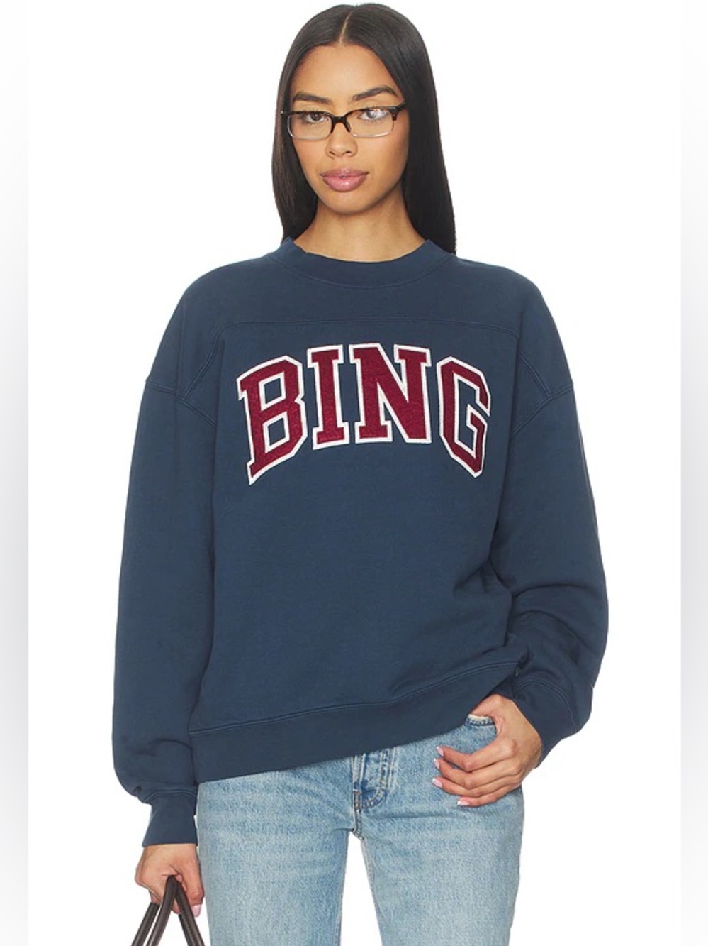 NWT Anine Bing 100% Cotton Trenton Sweatshirt Size S Navy